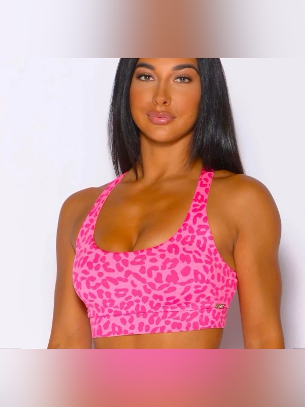 Bombshell Sportswear Cheetah Racerback Padded Pink Bra